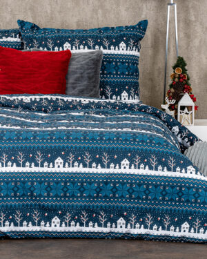 Bavlnené obliečky Winter village, 140 x 220 cm, 70 x 90 cm