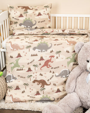 Detské bavlnené obliečky do postieľky Dino world, 100 x 135 cm, 40 x 60 cm