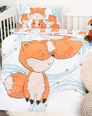 Detské bavlnené obliečky do postieľky Foxes, 100 x 135 cm, 40 x 60 cm