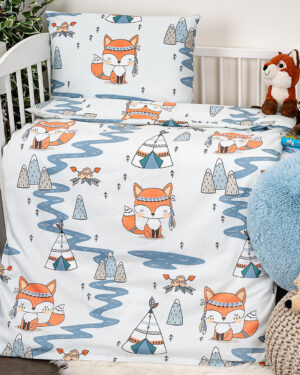 Detské bavlnené obliečky do postieľky Indian fox, 100 x 135 cm, 40 x 60 cm