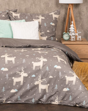 Flanelové obliečky Happy reindeer, 140 x 200 cm, 70 x 90 cm