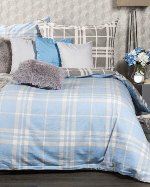 Flanelové obliečky Modrá kocka, 140 x 200 cm, 70 x 90 cm