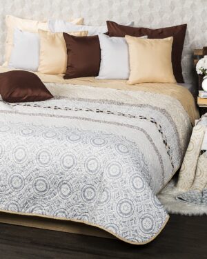 Prehoz na posteľ Circles béžová, 220 x 240 cm