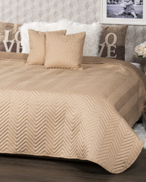 Prehoz na posteľ Doubleface svetlohnedá/hnedá, 220 x 240 cm, 2 ks 40 x 40 cm