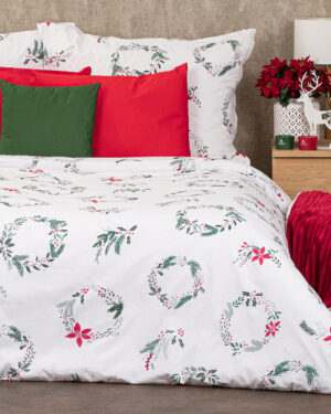 Vianočné bavlnené obliečky Christmas holly, 140 x 220 cm, 70 x 90 cm
