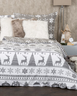 Vianočné flanelové obliečky Christmas Time sivá, 160 x 200 cm, 70 x 80 cm