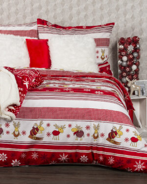 Vianočné flanelové obliečky Sobíky, 220 x 200 cm, 2 ks 70 x 90 cm