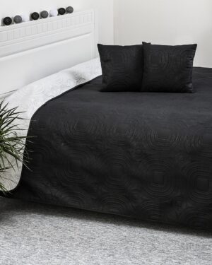 Prehoz na posteľ Doubleface biela/čierna, 220 x 240 cm, 40 x 40 cm