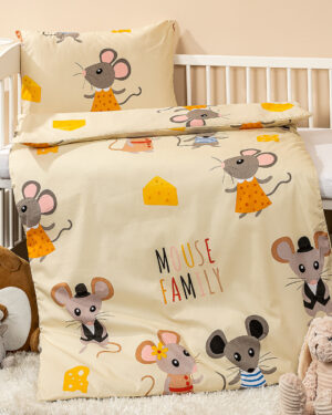 4home Detské bavlnené obliečky do postieľky Little mouse, 100 x 135 cm, 40 x 60 cm