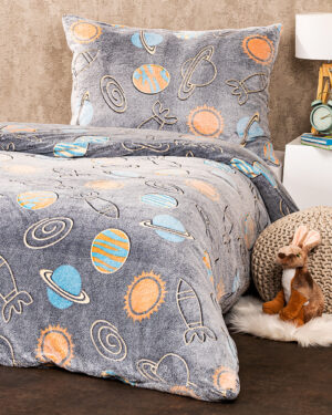 4home Svietiace obliečky mikroflanel Planetarium, 140 x 200 cm, 70 x 90 cm