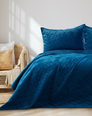 AmeliaHome Prehoz na posteľ Laila modrá, 220 x 240 cm