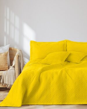 AmeliaHome Prehoz na posteľ Ophelia žltá, 220 x 240 cm