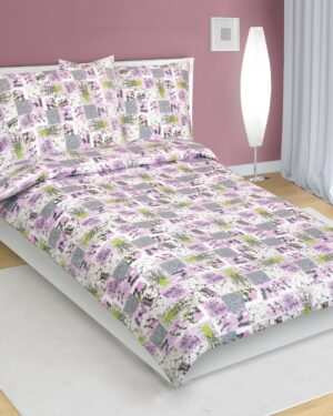 Bellatex Bavlnené obliečky Patchwork lila, 140 x 200 cm, 70 x 90 cm