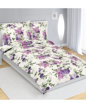 Bellatex Bavlnené obliečky Ruže lila, 140 x 200 cm, 70 x 90 cm