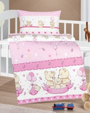 Bellatex Detské bavlnené obliečky do postieľky Agáta Medvedia rodinka, 90 x 135 cm, 45 x 60 cm