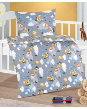 Bellatex Detské bavlnené obliečky do postieľky Agáta Medvedík sivá, 90 x 135 cm, 45 x 60 cm