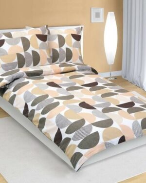 Bellatex Flanelové obliečky Polkruh hnedá, losos, 140 x 220 cm, 70 x 90 cm