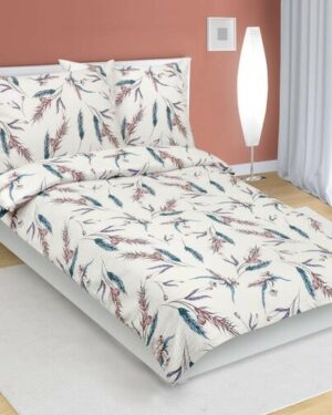 Bellatex Krepové obliečky Klas béžová, modrá, 140 x 220 cm, 70 x 90 cm