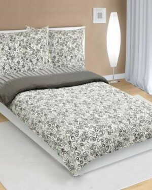 Bellatex Krepové obliečky Kvet sivá, biela, 140 x 200 cm, 70 x 90 cm