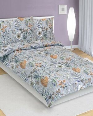 Bellatex Krepové obliečky Lístie fialová, 140 x 220 cm, 70 x 90 cm