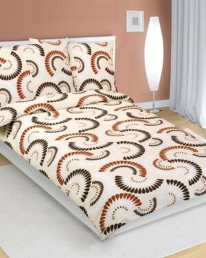 Bellatex Krepové obliečky Vejáriky hnedá, béžová, 140 x 200 cm, 70 x 90 cm