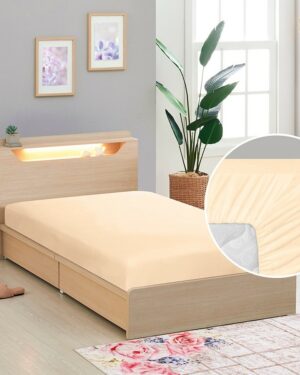 Bellatex Plátené prestieradlo s gumou béžová, 90 x 200 cm