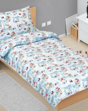 Bellatex Vianočné bavlnené obliečky Škriatok na korčuliach, 140 x 200 cm, 70 x 90 cm