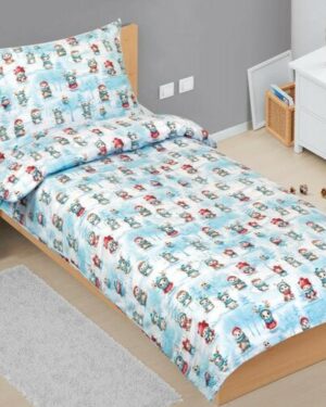 Bellatex Vianočné bavlnené obliečky Zvieratká v zime, 140 x 200 cm, 70 x 90 cm