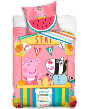 Carbotex Detské obliečky Prasiatko Pepina Limonádový Stánok, 140 x 200 cm, 70 x 90 cm