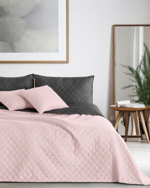 DecoKing Prehoz na posteľ Axel ružová/oceľová, 170 x 210 cm, 170 x 210 cm
