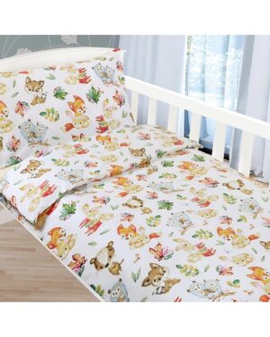 Bellatex Detské bavlnené obliečky do postieľky Agáta Zvieratká, 90 x 135 cm, 45 x 60 cm