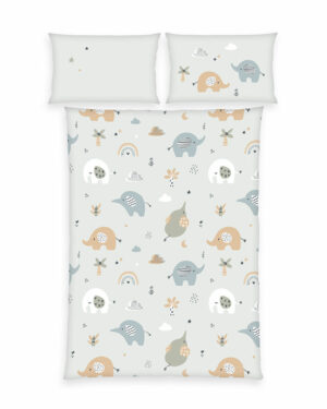 Herding Detské flanelové obliečky do postieľky Slony, 100 x 135 cm, 40 x 60 cm