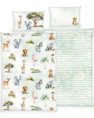 Herding Detské flanelové obliečky do postieľky Safari, 100 x 135 cm, 40 x 60 cm