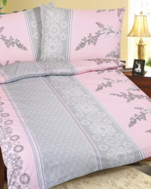 Bellatex Krepové obliečky Krík ružovo-sivá, 140 x 200 cm, 70 x 90 cm, 140 x 200 cm, 70 x 90 cm