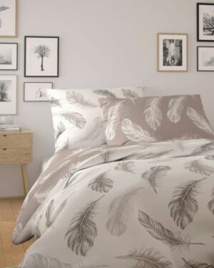 Kvalitex Bavlnené obliečky Nordic Shelby béžová, 140 x 220 cm, 70 x 90 cm