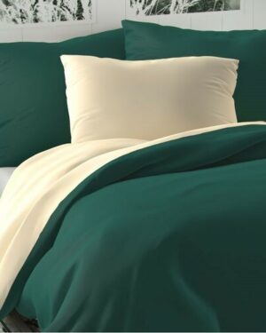 Kvalitex Saténové obliečky Luxury Collection tm. zelená/smotanová, 140 x 200 cm, 70 x 90 cm
