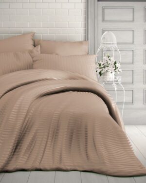 Kvalitex Saténové obliečky Stripe béžová, 240 x 220 cm, 2 ks 70 x 90 cm