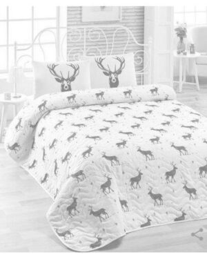 Prehoz na posteľ Reindeer, sivá, 200 x 220 cm